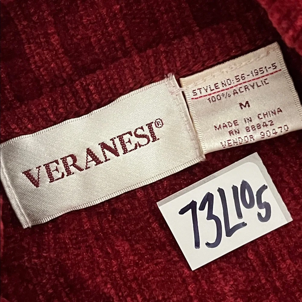 Red Duster Cardigan Sweater Medium Chenille Button Christmas Holiday Lounge